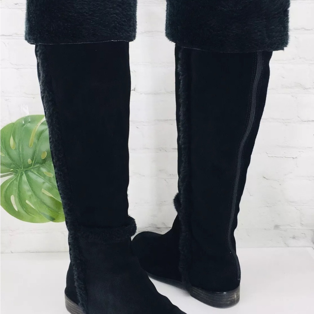 BCBG Tall black Suede Leather Fur Lined Black Boots - Picture 7 of 15
